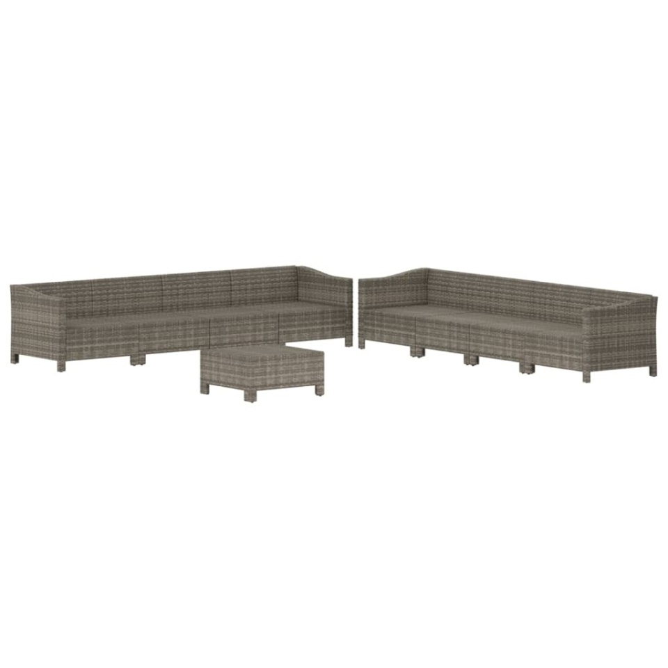 Set mobilier de grădină cu perne, 9 piese, gri, poliratan - 3 | YEO