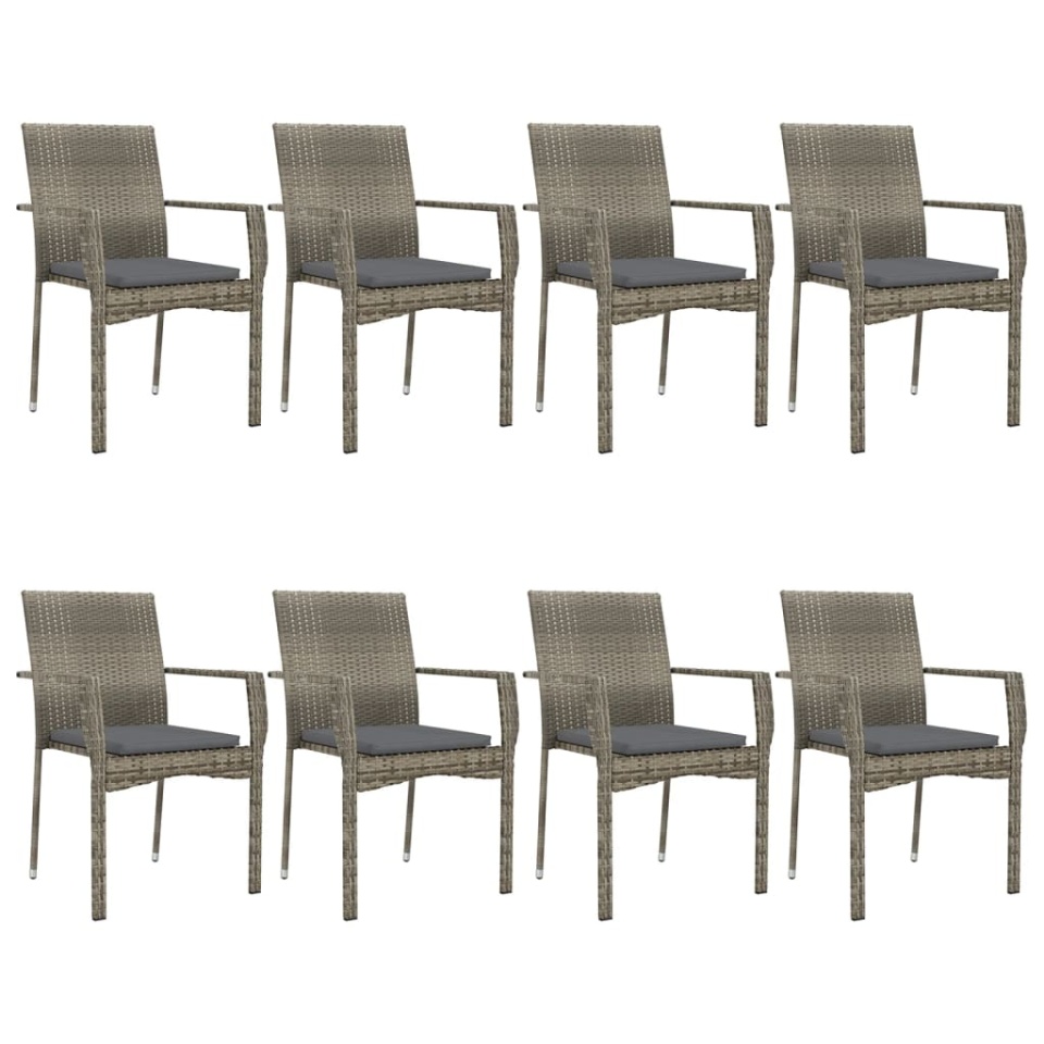 Set mobilier de grădină cu perne, 9 piese, negru/gri, poliratan - 3 | YEO