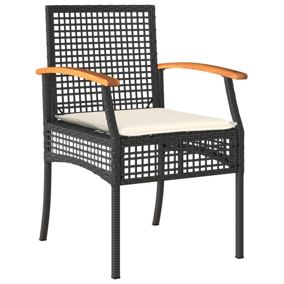 Set mobilier de grădină cu perne, 9 piese, negru, poliratan - 2 | YEO