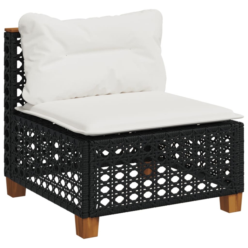 Set mobilier de grădină cu perne, 9 piese, negru, poliratan - 3 | YEO
