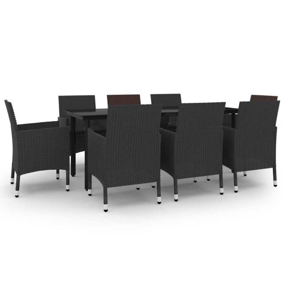 Set mobilier de grădină, cu perne, 9 piese, poliratan și sticlă - 1 | YEO