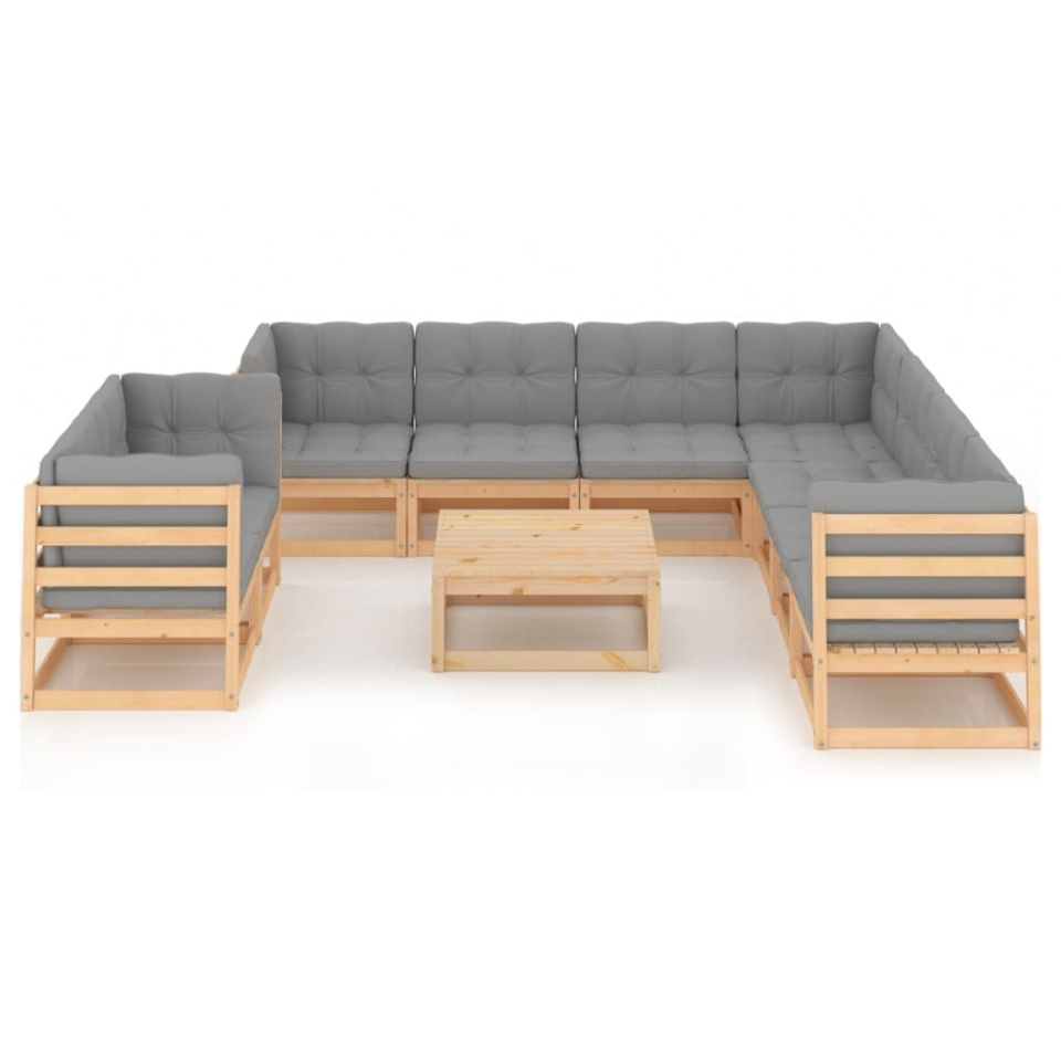 Set mobilier grădină cu perne, 10 piese, lemn masiv de pin - 1 | YEO