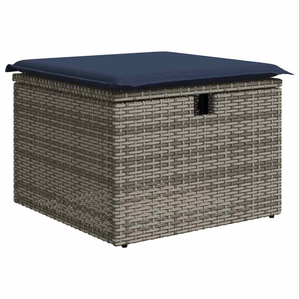 Set mobilier grădină cu perne 2 piese gri poliratan/lemn acacia - 3 | YEO