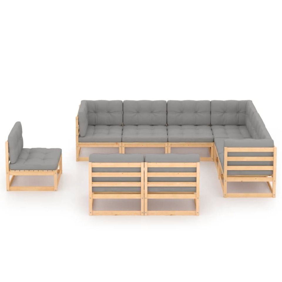 Set mobilier grădină cu perne, 9 piese, lemn masiv de pin - 1 | YEO