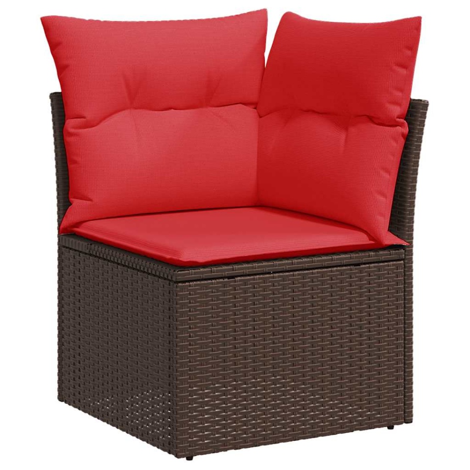 Set mobilier grădină perne 9 piese negru poliratan/lemn acacia - 3 | YEO