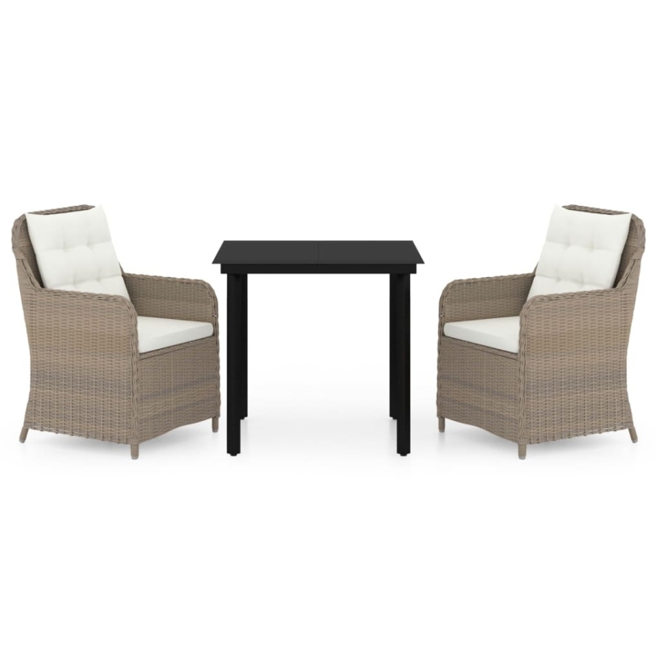 Set mobilier pentru grădină, 3 piese, maro - 1 | YEO