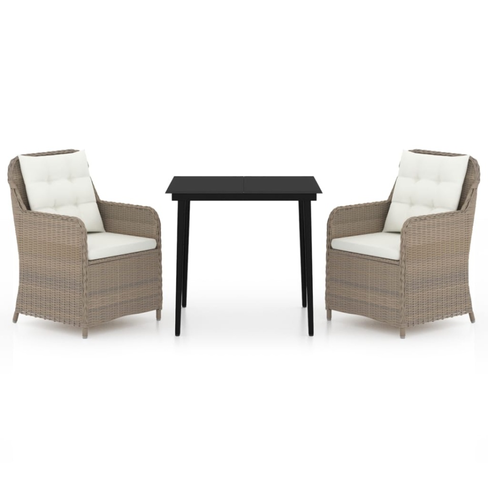 Set mobilier pentru grădină, 3 piese, maro - 1 | YEO