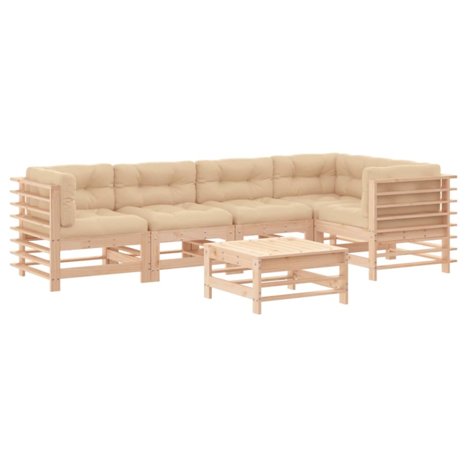 Set mobilier relaxare de grădină & perne 6 piese lemn masiv pin - 1 | YEO