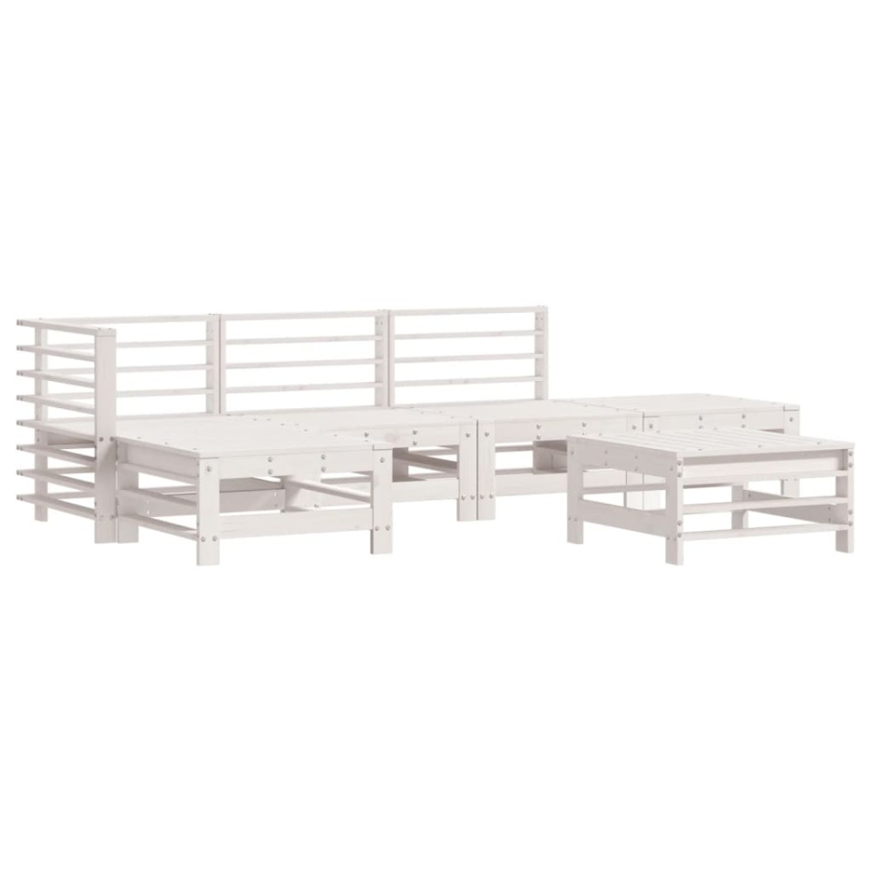 Set mobilier relaxare grădină&perne 6 piese alb lemn masiv pin - 2 | YEO