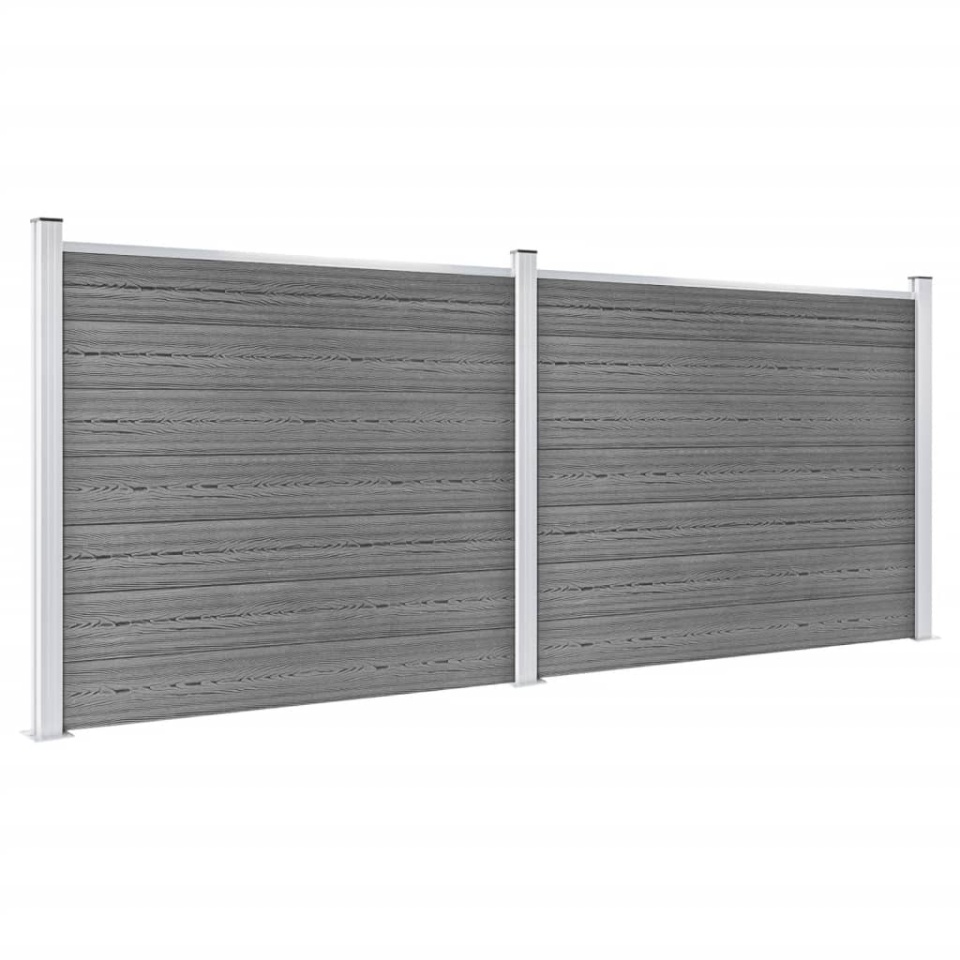 Set panouri gard, 353x146 cm, gri, WPC - 1 | YEO
