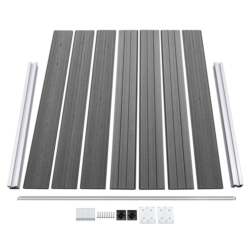 Set panouri gard, 699x146 cm, gri, WPC - 4 | YEO