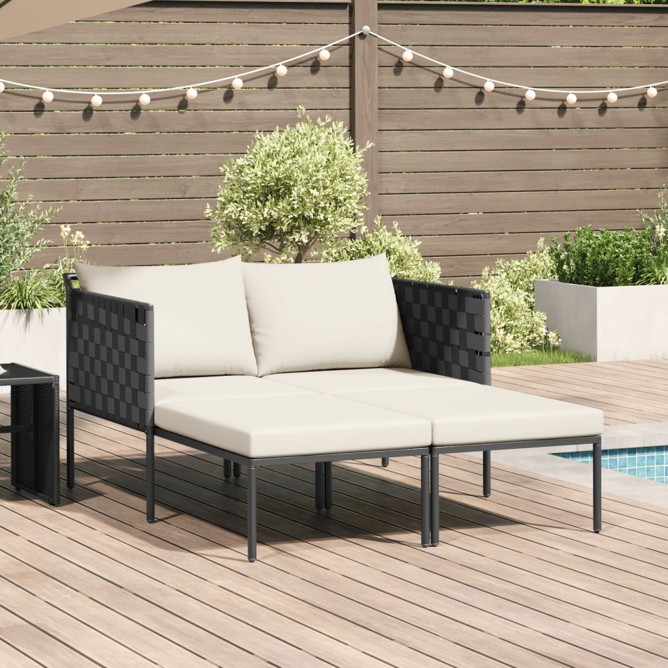 Șezlong cu perne pentru 2 persoane Anthracite 115x153x69,5 cm Oțel