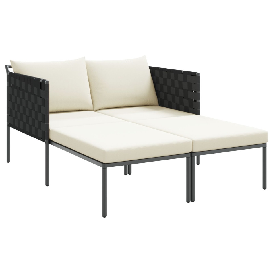 Șezlong cu perne pentru 2 persoane Anthracite 115x153x69,5 cm Oțel - 1 | YEO