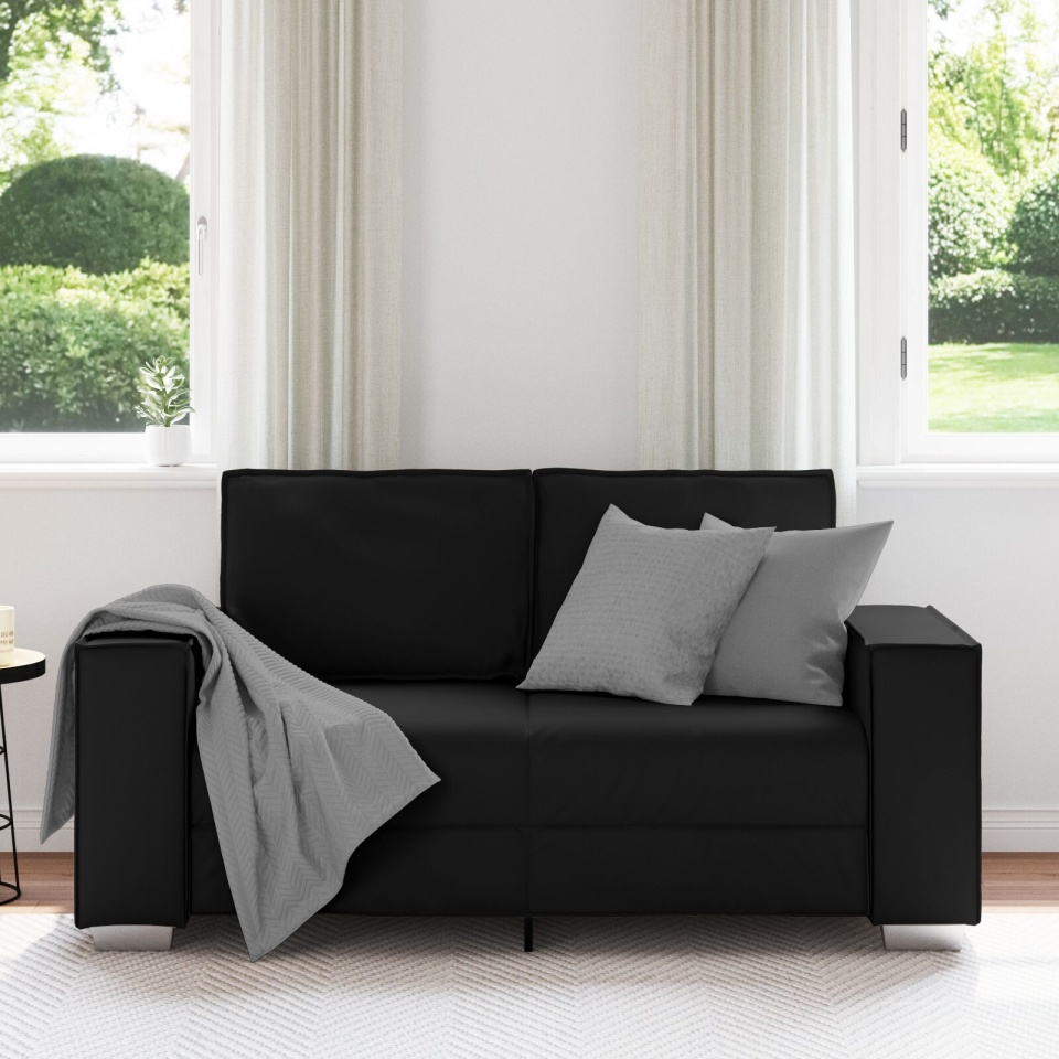 Sofa Loveseat Neagră 120 cm din Piele Ecologică - 2 | YEO