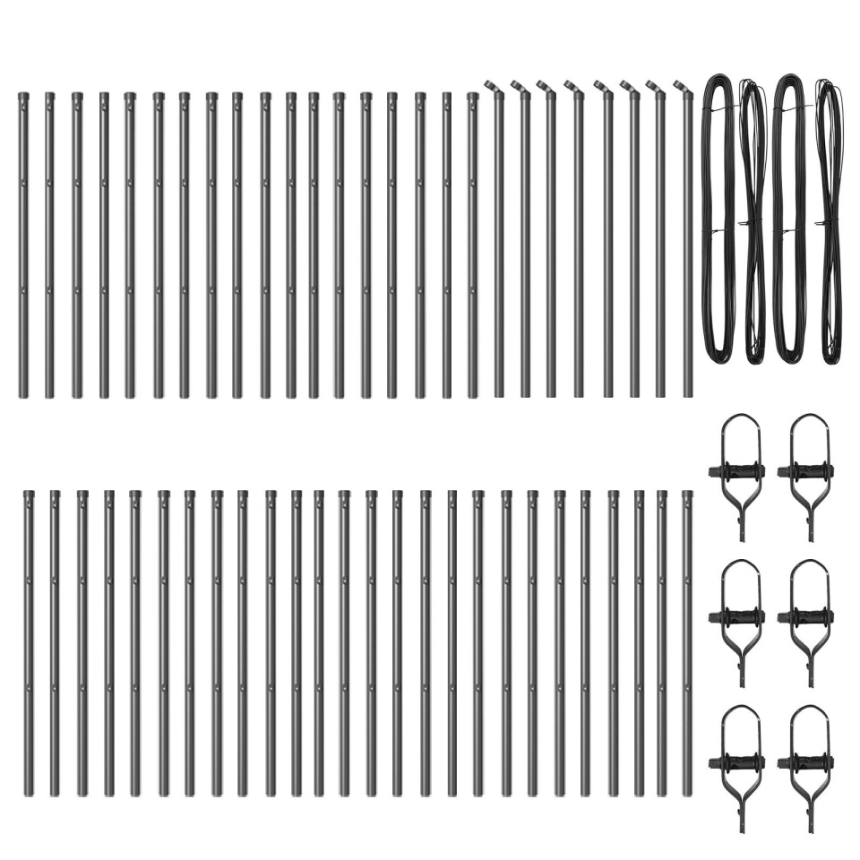 Stâlpi de gard, 52 buc., gri, Ø32 mm, 100 cm, oțel zincat - 1 | YEO