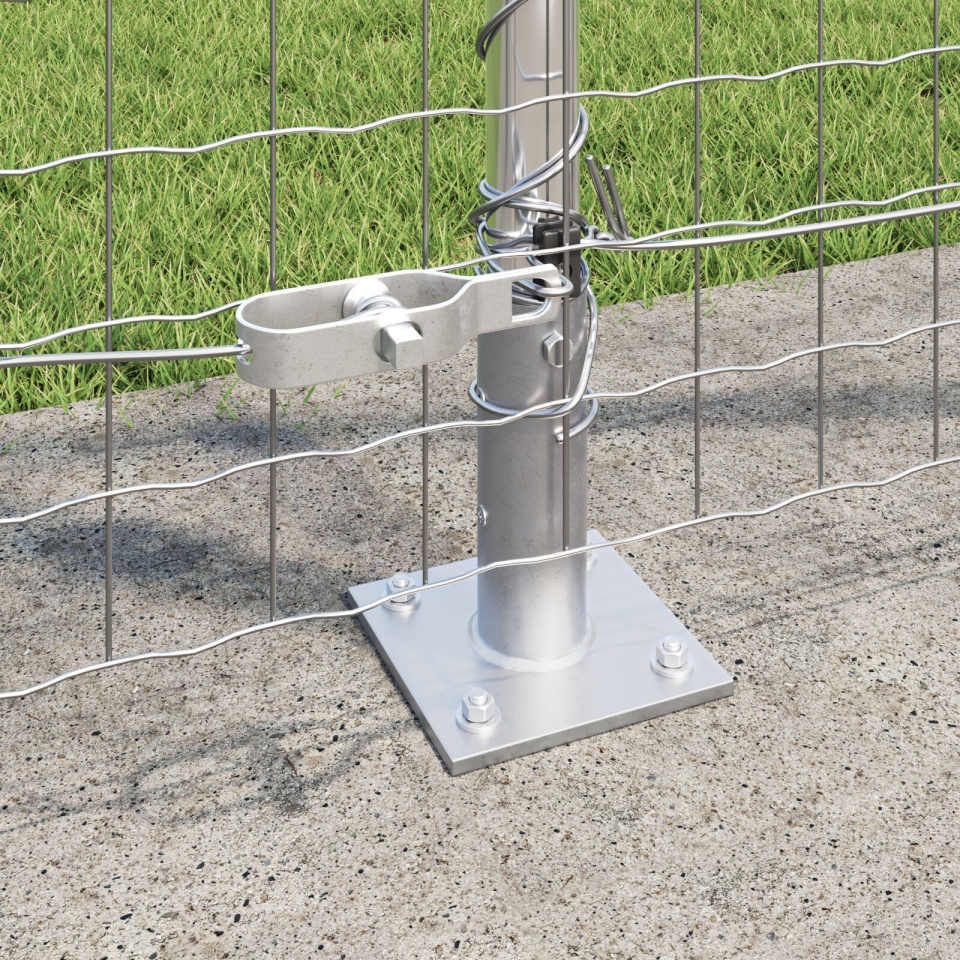 Stâlpi de gard cu plăci de bază 52 buc Ø32mm 78,5cm Oțel galvanizat - 2 | YEO