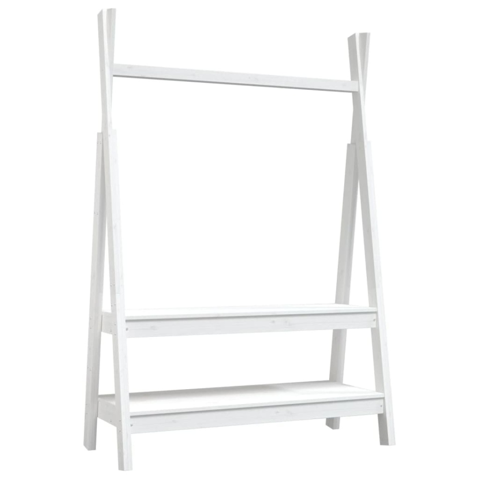 Suport pentru haine, alb, 100x45,5x150 cm, lemn masiv de pin - 1 | YEO