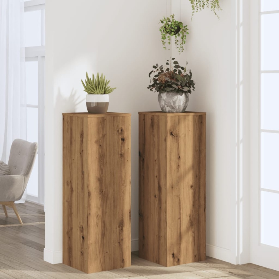 Suporturi plante, 2 buc., stejar artizanal, 33x33x100 cm, lemn - 2 | YEO
