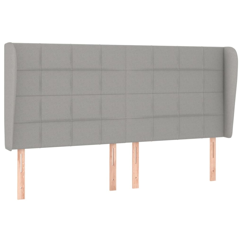 Tăblie de pat cu aripioare gri deschis 163x23x118/128 cm textil - 1 | YEO