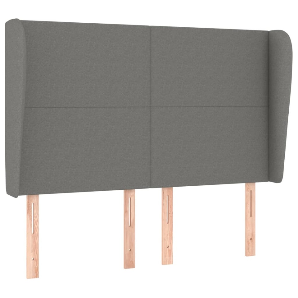Tăblie de pat cu aripioare gri închis 147x23x118/128 cm textil - 1 | YEO