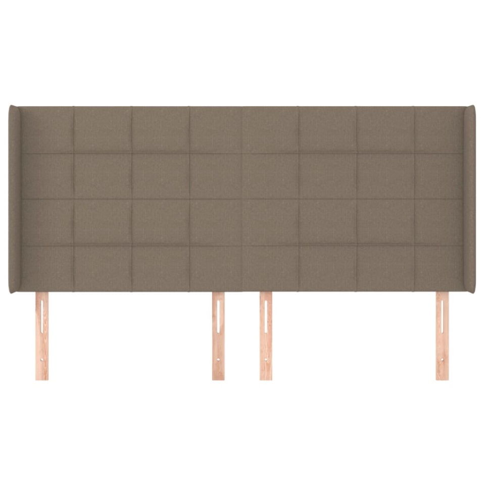 Tăblie de pat cu aripioare gri taupe 203x16x118/128 cm textil - 2 | YEO