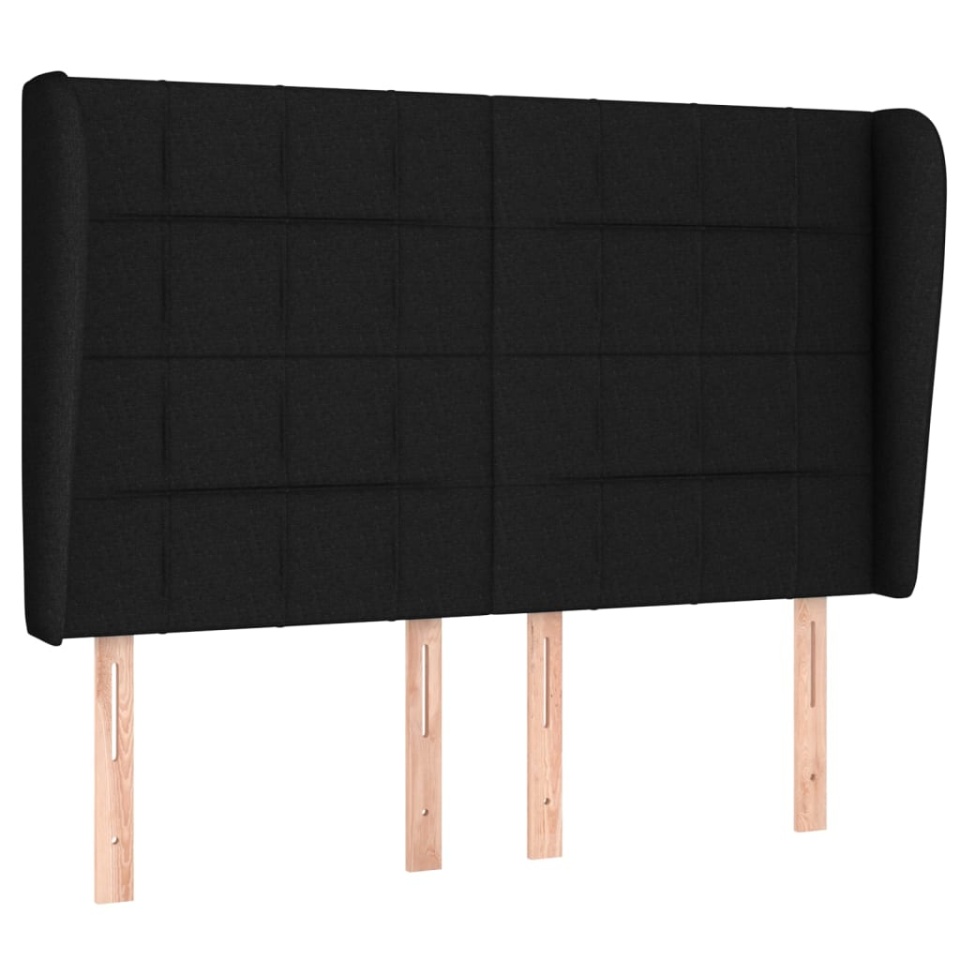 Tăblie de pat cu aripioare, negru, 147x23x118/128 cm, textil - 1 | YEO