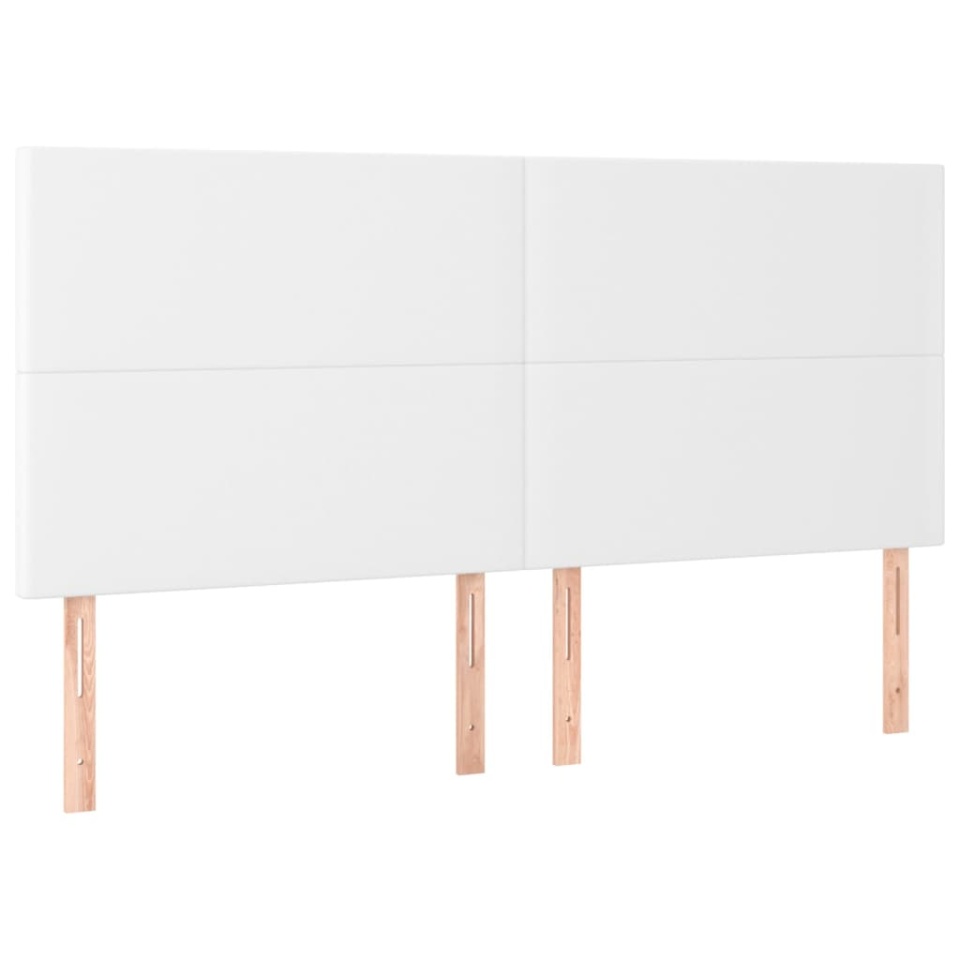 Tăblie de pat cu LED, alb, 180x5x118/128 cm, piele ecologică - 3 | YEO