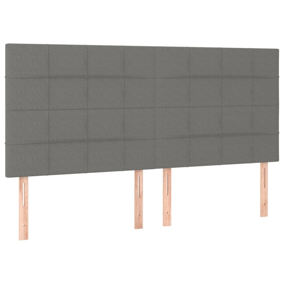 Tăblie de pat cu LED, gri închis, 160x5x118/128 cm, textil - 3 | YEO
