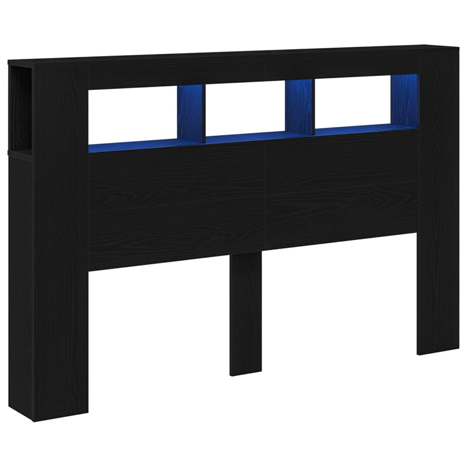 Tăblie LED Negru Stejar 160x18,5x45 cm Lemn prelucrat - 2 | YEO