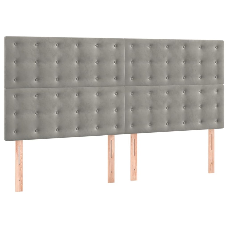 Tăblii de pat, 4 buc, gri deschis, 100x5x78/88 cm, catifea - 1 | YEO