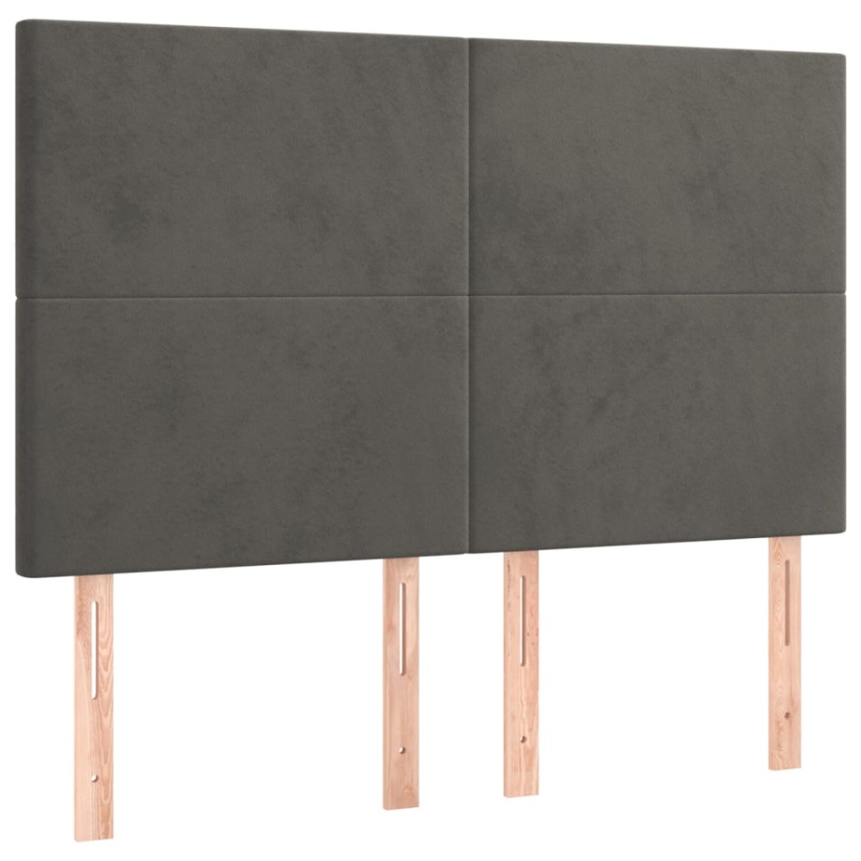 Tăblii de pat, 4 buc, gri închis, 72x5x78/88 cm, catifea - 1 | YEO