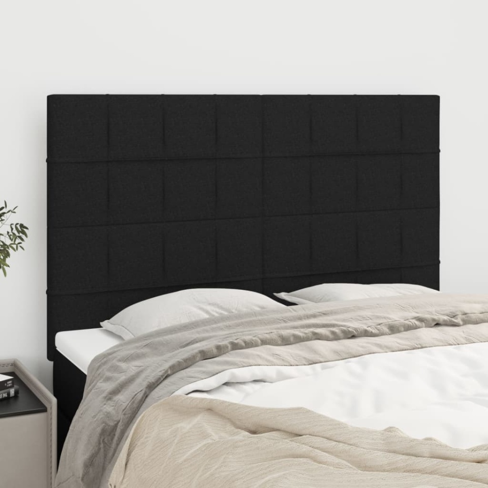 Tăblii de pat, 4 buc, negru, 72x5x78/88 cm, textil