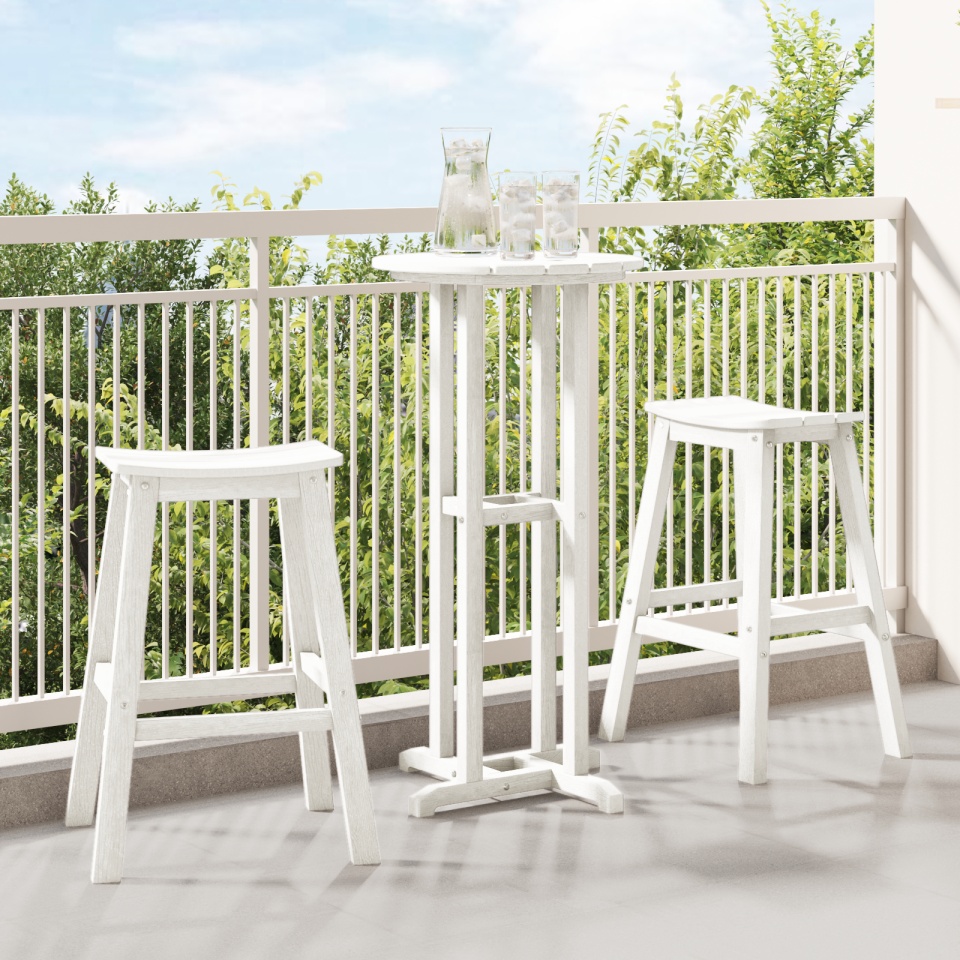 Taburete de Bar 2 buc Alb HDPE