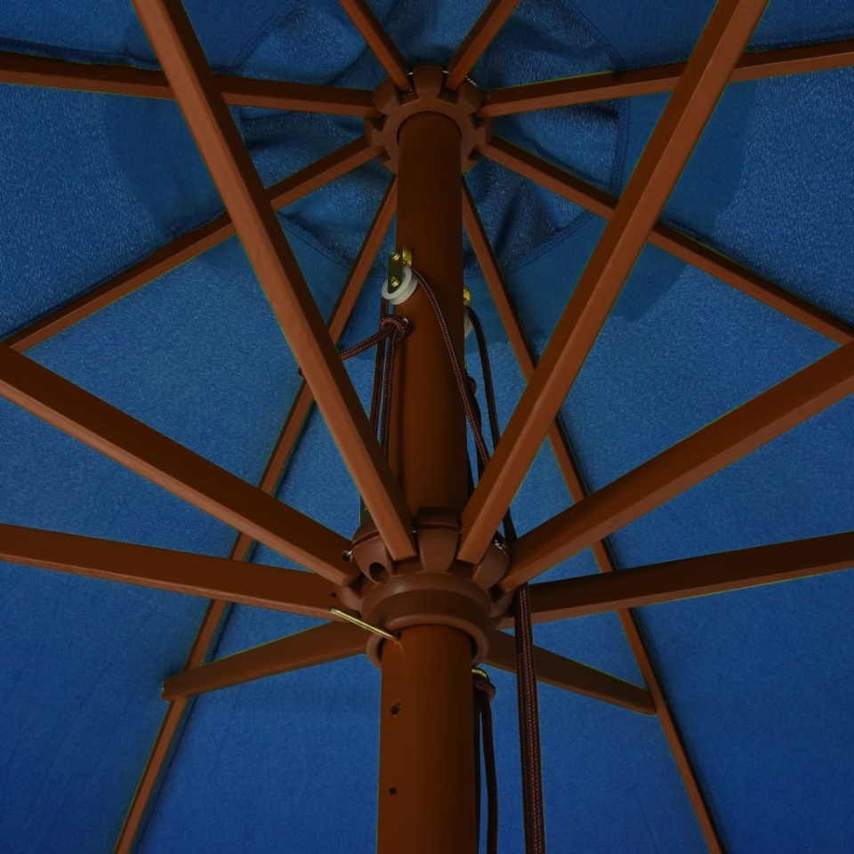 Umbrelă de soare de exterior, stâlp lemn, azuriu, 330 cm - 3 | YEO