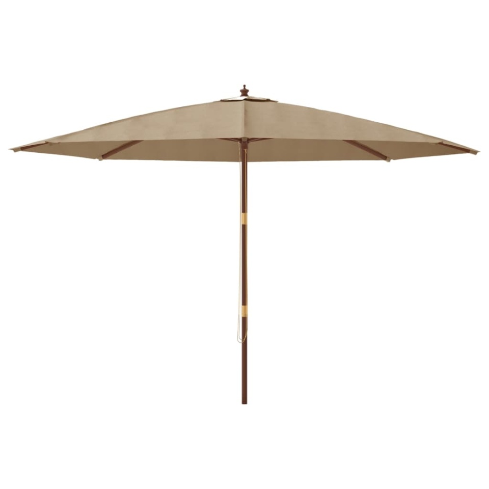 Umbrelă de soare de grădină stâlp din lemn gri taupe 400x273 cm - 2 | YEO