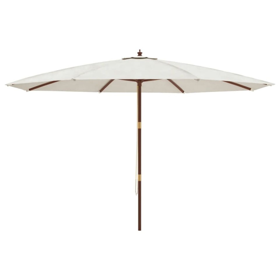 Umbrelă de soare de grădină stâlp din lemn, nisipiu, 400x273 cm - 3 | YEO
