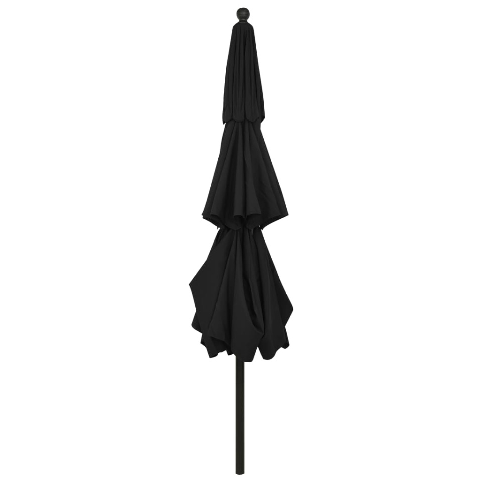 Umbrelă grădină cu 3 niveluri, stâlp aluminiu, negru, 3,5 m - 3 | YEO