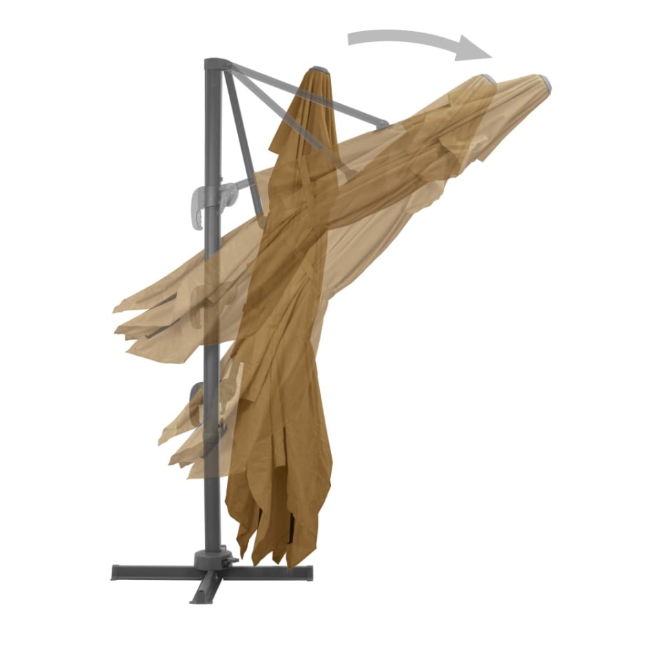 Umbrelă în consolă cu stâlp din aluminiu, taupe, 400x300 cm - 3 | YEO