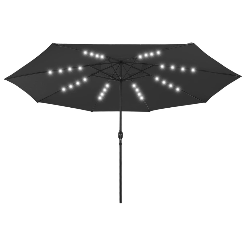 Umbrelă soare de grădină cu LED-uri, negru, 400 cm - 1 | YEO