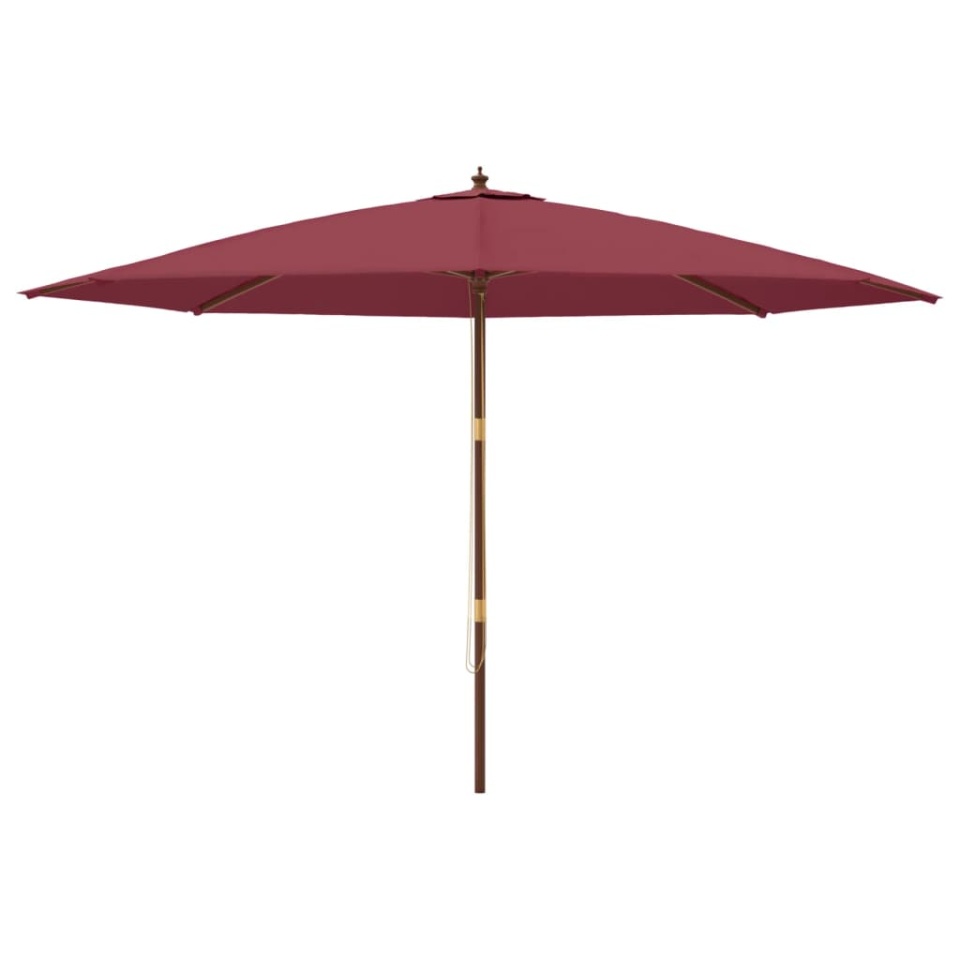 Umbrelă soare de grădină stâlp din lemn, roșu bordo, 400x273 cm - 2 | YEO