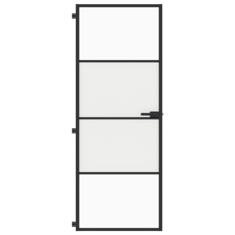 Ușă de interior negru 76x201,5 cm sticlă securiz./aluminiu slim - 2 | YEO