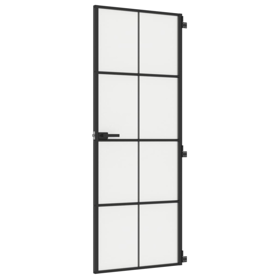 Ușă de interior negru 76x201,5 cm sticlă securiz./aluminiu slim - 1 | YEO