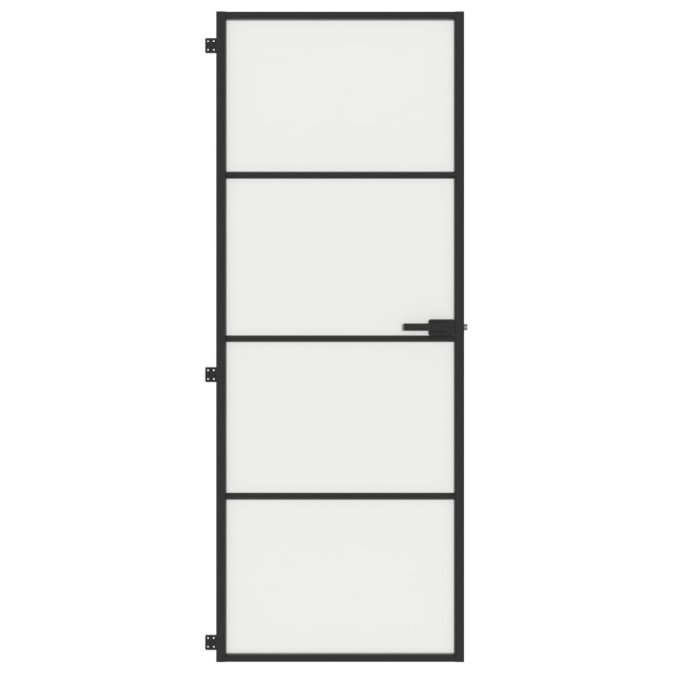 Ușă de interior negru 76x201,5 cm sticlă securiz./aluminiu slim - 2 | YEO