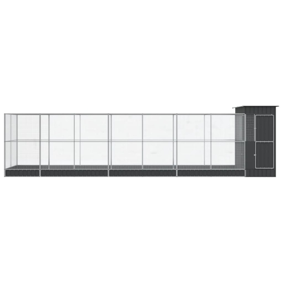 Voliera de păsări cu extensie, argintiu, 830x203x216 cm, oțel - 2 | YEO