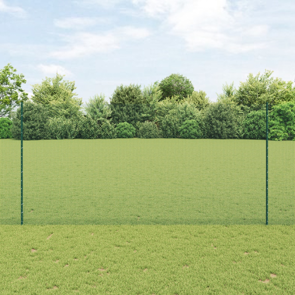 Zid de sârmă sudată cu 22 de stâlpi U Verde 1.5x50 m Oțel
