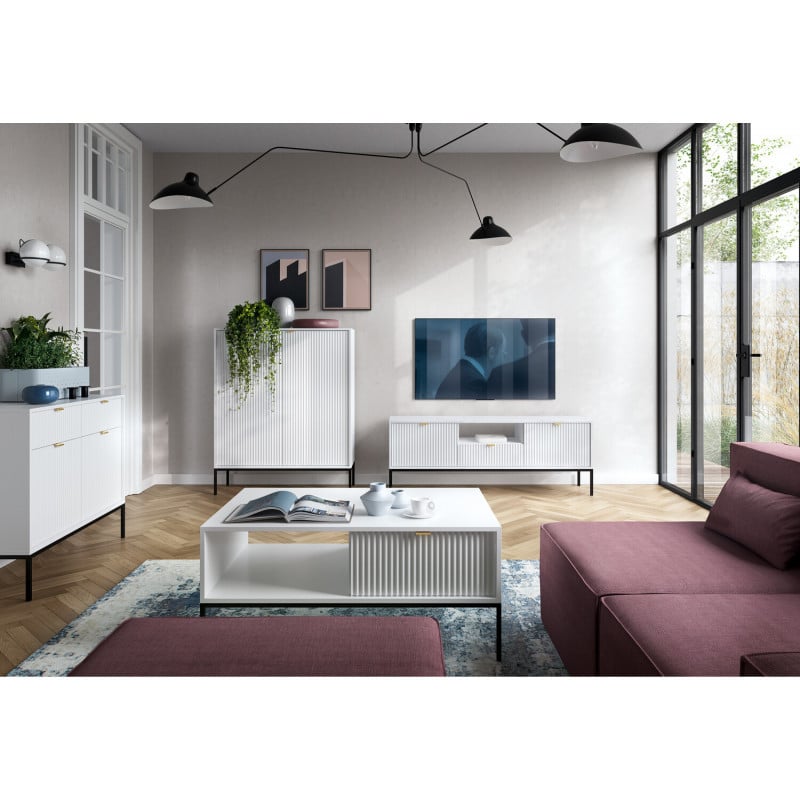 Aura AU01 TV stand 154cm 2D1S alb - 2 | YEO