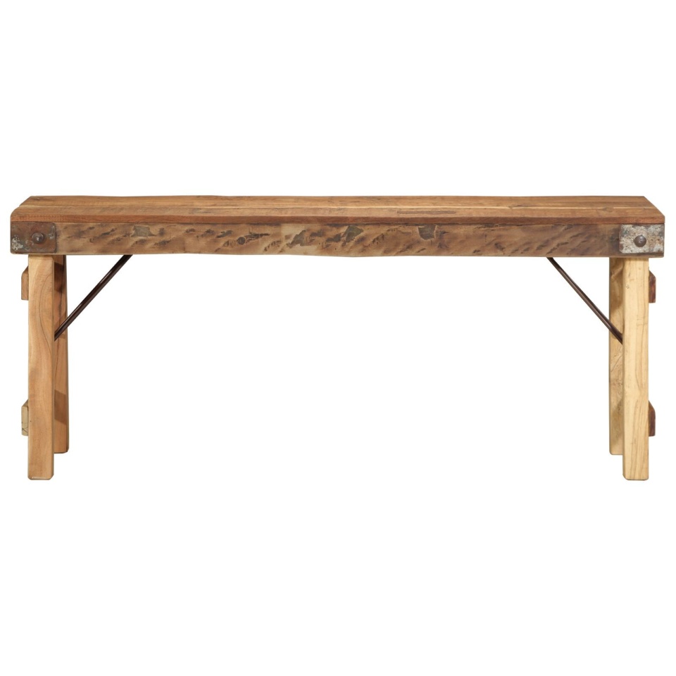 Banca 110x35x46 cm din lemn masiv recuperat - 2 | YEO