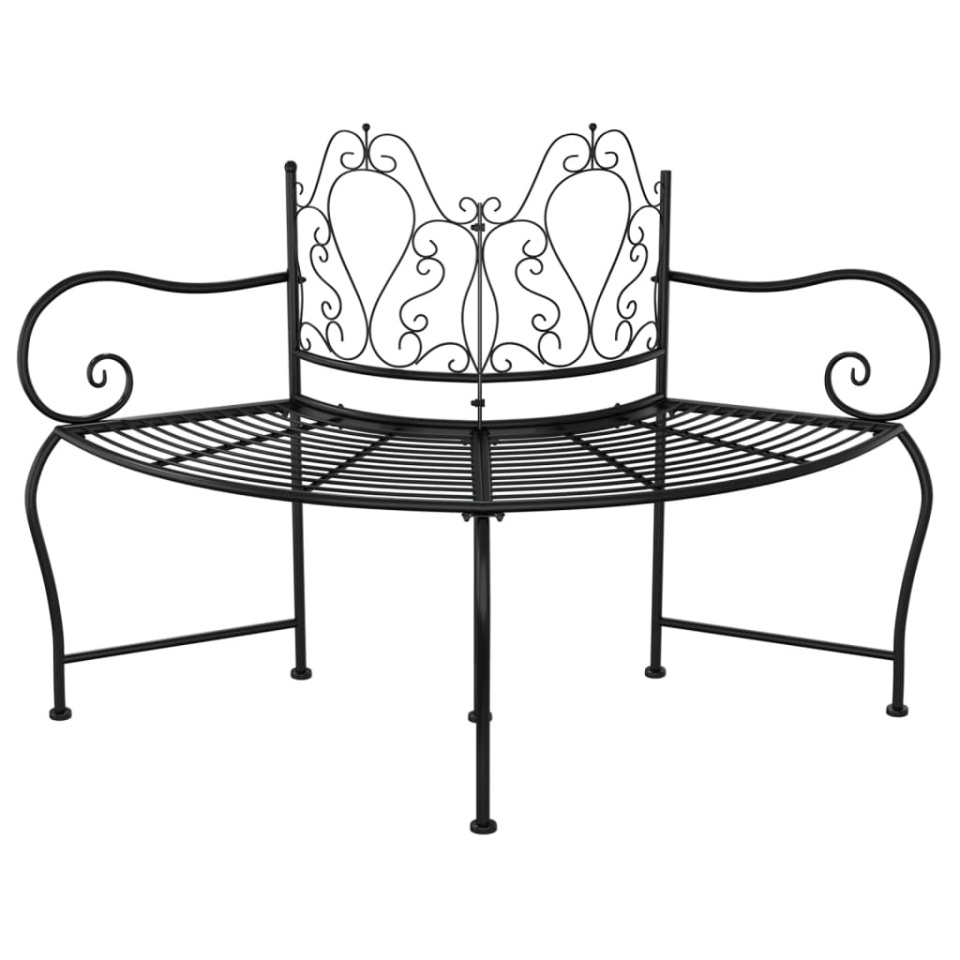 Bancă circulară de copac, negru, 150 cm, oțel - 3 | YEO