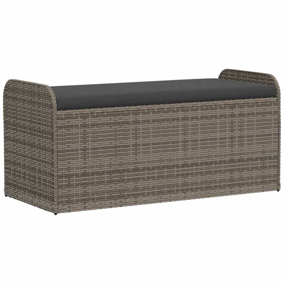 Bancă de depozitare cu pernă, gri, 115x51x52 cm, poliratan - 1 | YEO