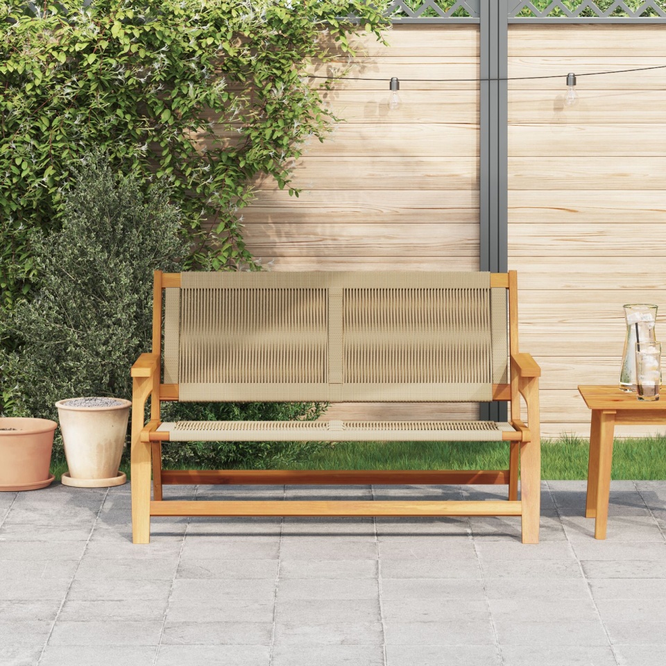 Bancă de grădină Bej 76x122x73 cm Lemn masiv de acacia - 2 | YEO